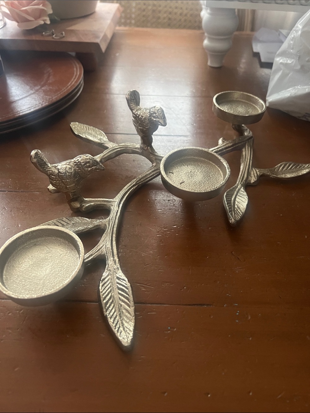 Gold Bird Branch 3-Tea Light Candle Holder - Home Accents